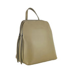 RB1018AQ | Women's Double Compartment Backpack in Genuine Leather Made in Italy with adjustable shoulder straps. Gunmetal metal hardware - Taupe color - Dimensions: cm 26 x 30 x 14.5