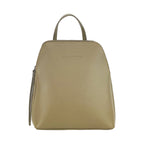 RB1018AQ | Women's Double Compartment Backpack in Genuine Leather Made in Italy with adjustable shoulder straps. Gunmetal metal hardware - Taupe color - Dimensions: cm 26 x 30 x 14.5