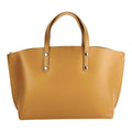 RB1024S | Women's Hand Bag in Genuine Leather Made in Italy with removable shoulder strap. Large removable internal bag. Polished Gunmetal Accessories - Cognac Color - Dimensions: cm 48x31x11