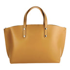 RB1024S | Women's Hand Bag in Genuine Leather Made in Italy with removable shoulder strap. Large removable internal bag. Polished Gunmetal Accessories - Cognac Color - Dimensions: cm 48x31x11