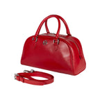RB1034V | VIRGINIA Women's Bowling Bag in Genuine Saffiano Leather Made in Italy. Polished Silver Metal Hardware. Color: Red. Dimensions: 35 x 19 x 14.5 + 12 cm (handle drop)