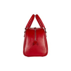 RB1034V | VIRGINIA Women's Bowling Bag in Genuine Saffiano Leather Made in Italy. Polished Silver Metal Hardware. Color: Red. Dimensions: 35 x 19 x 14.5 + 12 cm (handle drop)