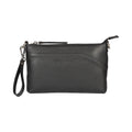 RB2003A | Genuine full-grain leather shoulder/wrist bag, dollar/light grain. Removable shoulder strap and handle. Black color. Dimensions: 22 x 14 x 2.5 cm. Packaging: Non-Woven Fabric Bag