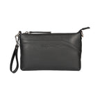 RB2003A | Genuine full-grain leather shoulder/wrist bag, dollar/light grain. Removable shoulder strap and handle. Black color. Dimensions: 22 x 14 x 2.5 cm. Packaging: Non-Woven Fabric Bag