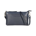 RB2003D | Genuine full-grain leather shoulder/wrist bag, dollar/light grain. Removable shoulder strap and handle. Blue color. Dimensions: 22 x 14 x 2.5 cm. Packaging: Non-Woven Fabric Bag