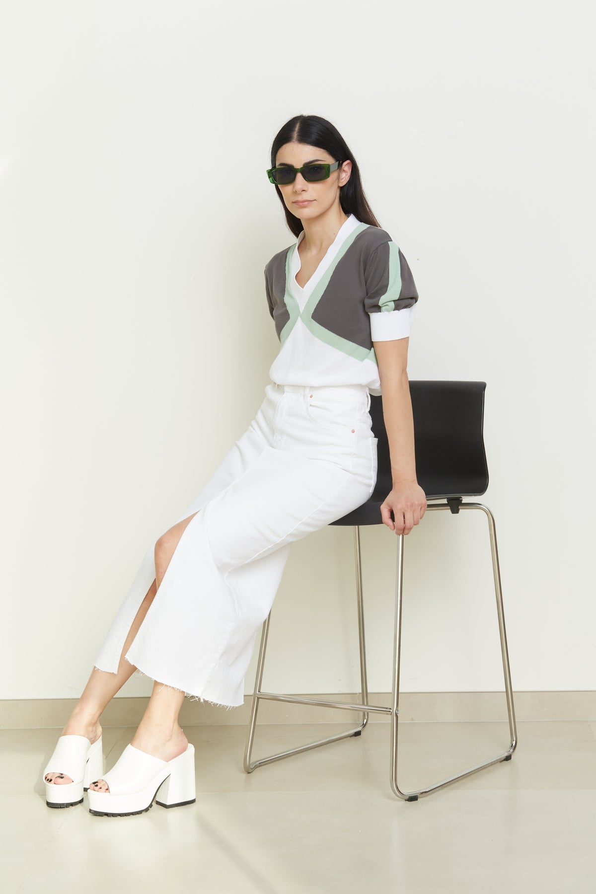 Mezza Manica con scollo V in Cotone - Rita
