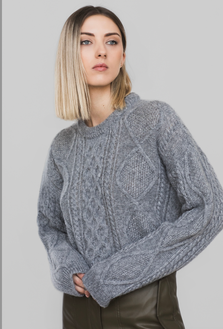 Maglione con trecce in Lana Merinos - Caterina