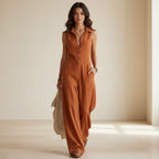 Western Sleeveless Wide-Leg Button-Down Jumpsuit