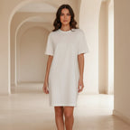Drop Shoulder Crew Neck Shift T Shirt Dress