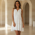 Half Button Sleeveless Mini Dress