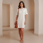 Drop Shoulder Crew Neck Shift T Shirt Dress