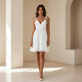 Surplice Summer Mini Dress with Tassel Hem