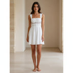 Lace Detail Wide Strap Mini Dress