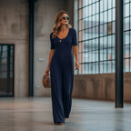 Scoop Neck Short Sleeve Jumpsuit