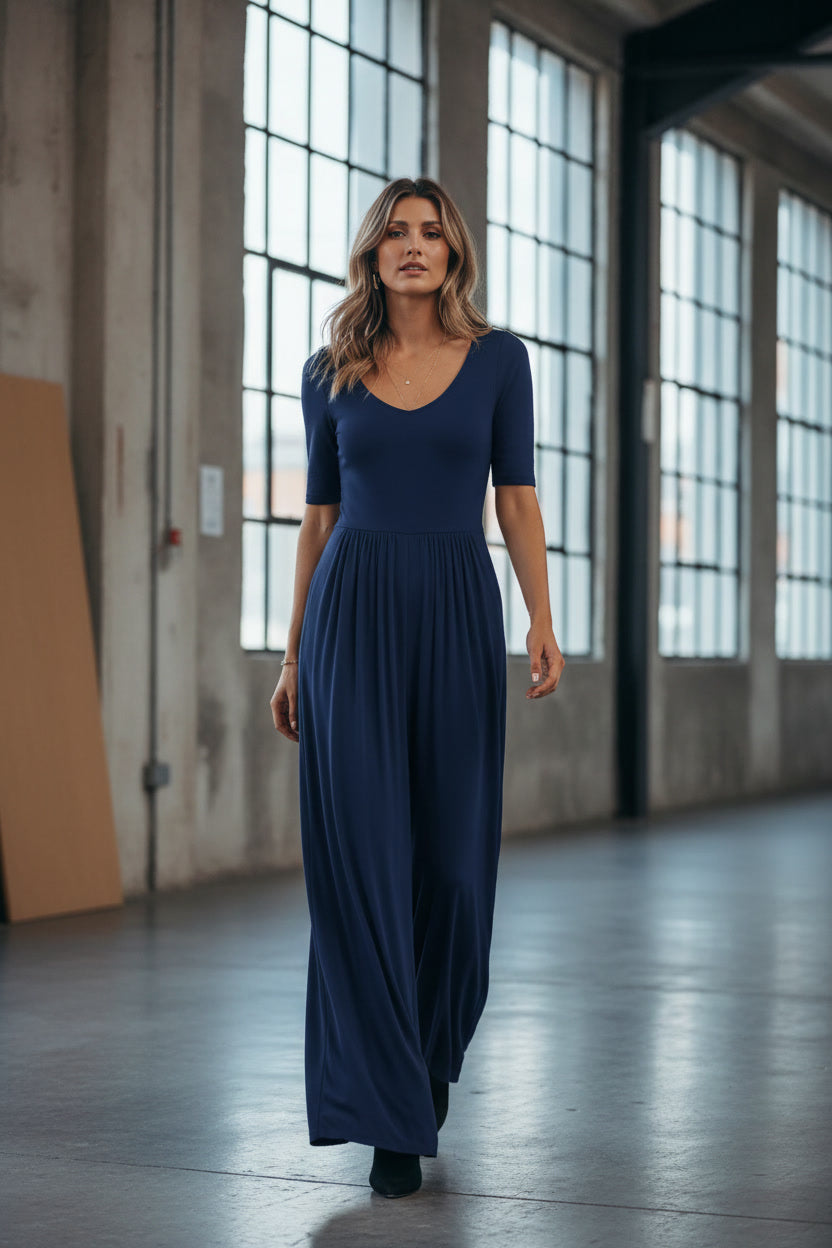 Scoop Neck Short Sleeve Jumpsuit