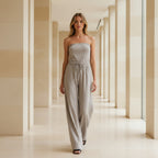 Zenana Acid Washed Strapless Tube Top Jumpsuit