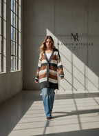 Color Block Striped Open Front Cardigan