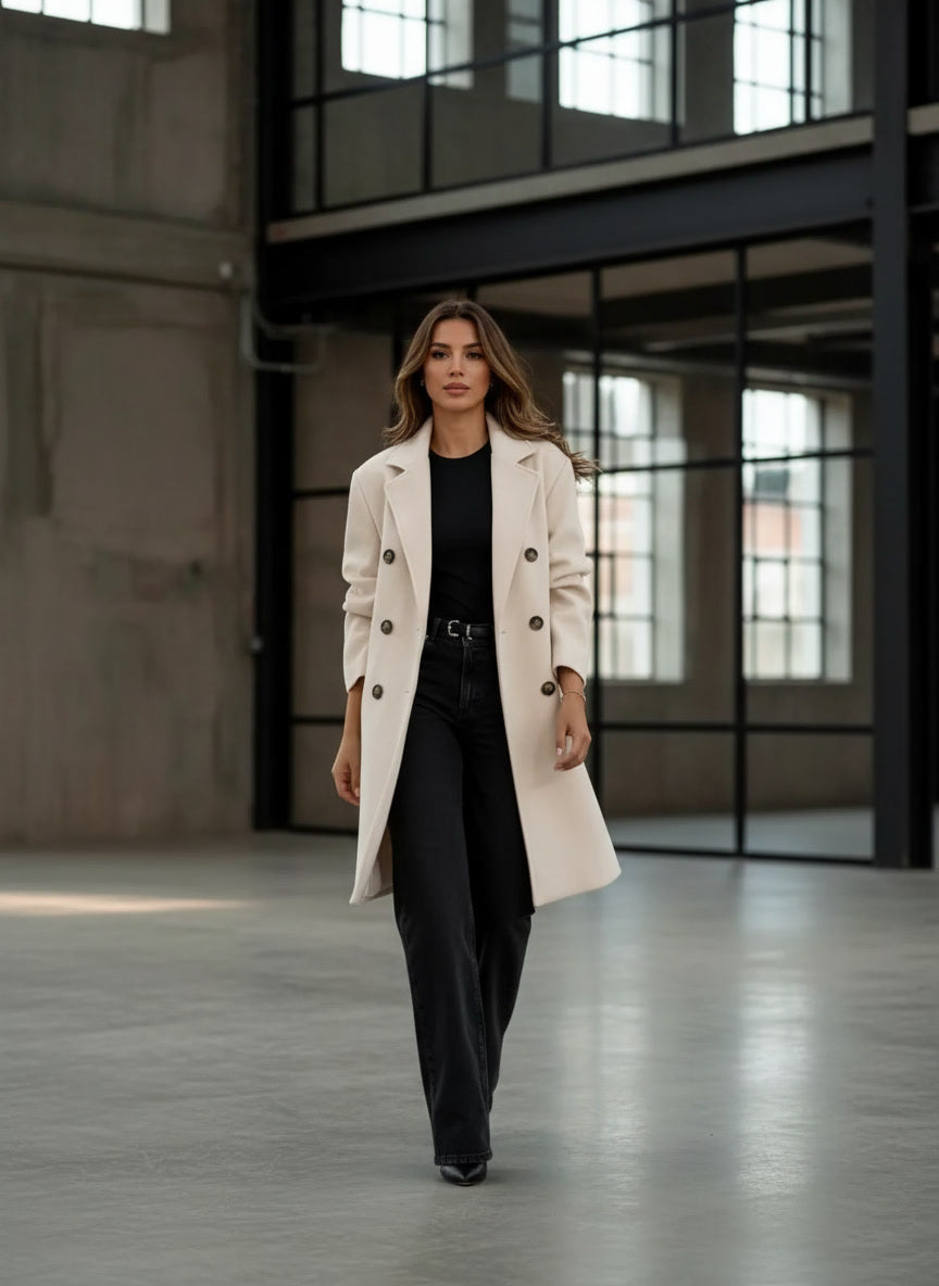Full Size Double-Breasted Lapel Collar Coat Plus Size