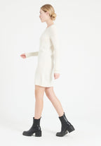Robe col rond femme en cachemire blanc écru - LILLY 12-2