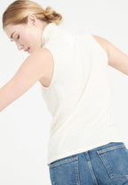 Pull col roulé sans manches femme en cachemire blanc écru - LILLY 13-4