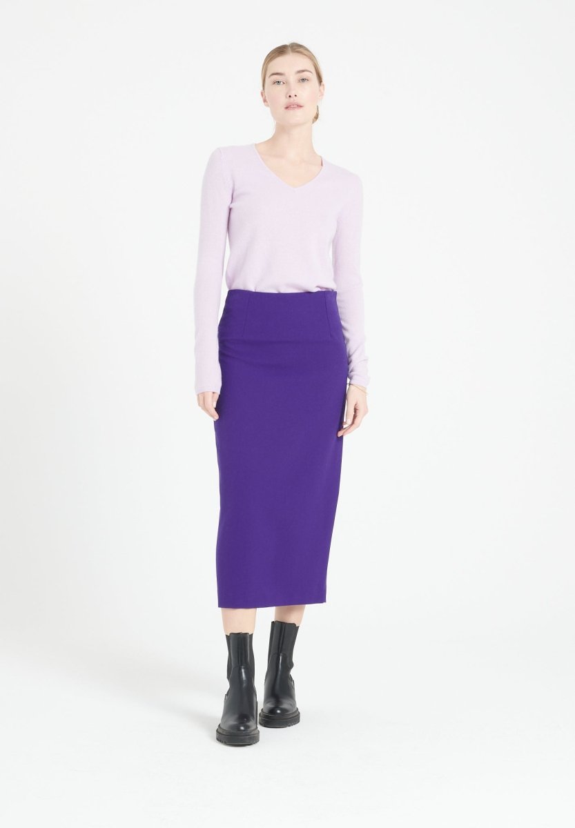 Pull col V femme en cachemire lilas - LILLY 2A-1