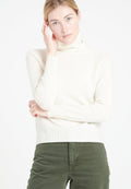 Pull col roulé femme en cachemire blanc écru - LILLY 22-0