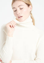 Pull col roulé femme en cachemire blanc écru - LILLY 22-3