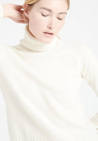 Pull col roulé femme en cachemire blanc écru - LILLY 22-2