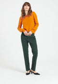 Pull décolleté V dans le dos femme en cachemire orange citrouille - MIA 7-1