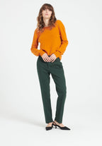 Pull décolleté V dans le dos femme en cachemire orange citrouille - MIA 7-1