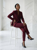 The burgundy 2-piece asymmetrical pantsuit (UK size 12)-0